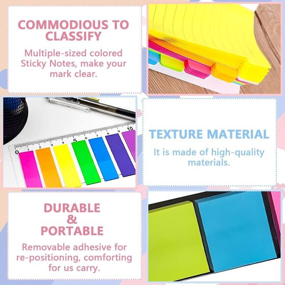 Sticky Notes Set, Sticky Notes Tabs, 710 Pack, Divider Sticky Notes, School Supp - Picture 4 of 8
